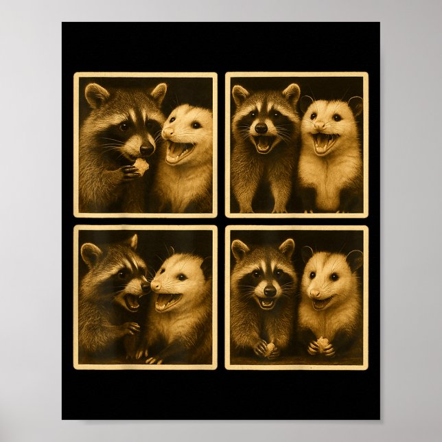 Funny Ssum And Raccoon Photobooth Selfie Trash Fer Poster (Front)