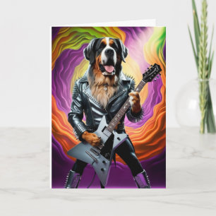 Funny St. Bernard Rock Star Card
