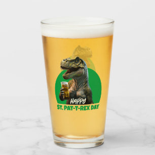 Funny St. Pat-T-Rex Celebration Beer-Loving Dino Glass
