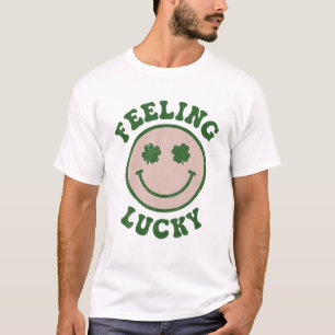 Funny St Patrick Day Feeling Lucky Smile Face Meme T-Shirt