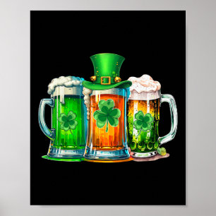 Funny St Patrick Day Irish Ireland Flag Green Beer Poster