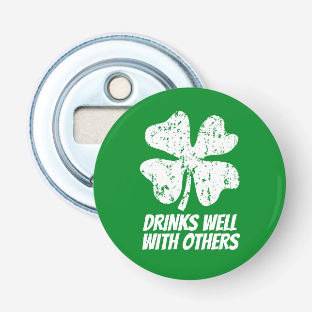 Funny St Patrick Day party magnetic bottle opener (Front)