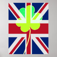Funny St. Patrick Flag British Irish Shamrock