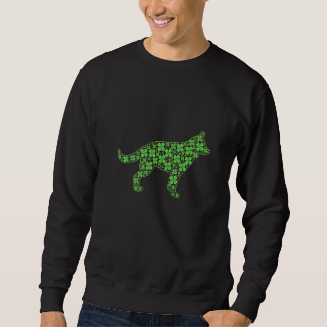 Funny St Patrick S Day German Shepherd Dog Shamroc Sweatshirt (Front)