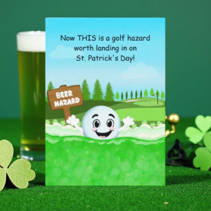 Funny St. Patrick’s Day Golf with Golf Ball Beer  Card