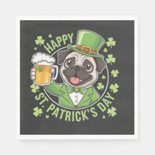 Funny St. Patrick�s Day Pug with Beer Mug Napkin