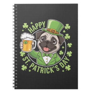 Funny St. Patrick�s Day Pug with Beer Mug Notebook