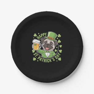 Funny St. Patrick�s Day Pug with Beer Mug Paper Plate