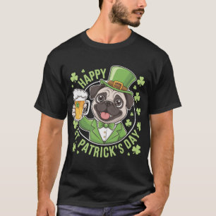 Funny St. Patrick�s Day Pug with Beer Mug T-Shirt
