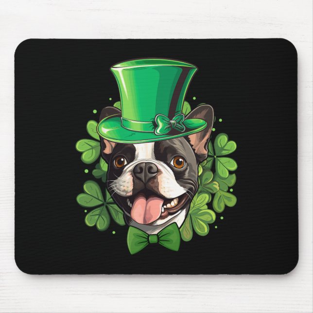 Funny St Patricks Boston Terrier  Mouse Mat (Front)