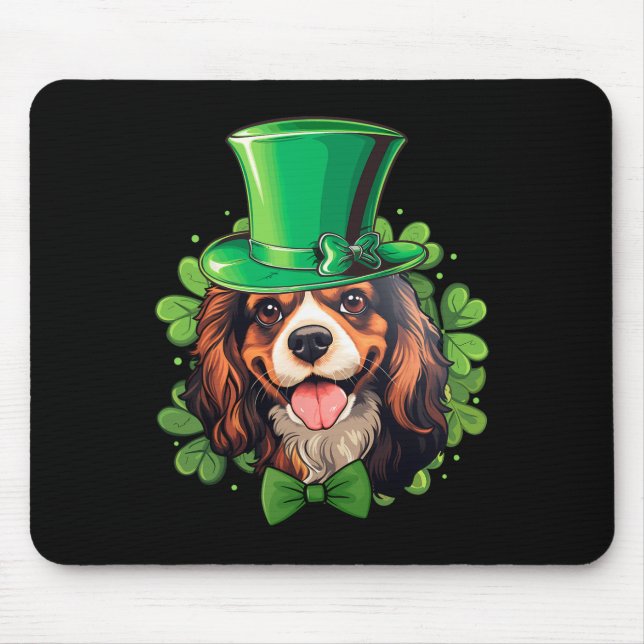 Funny St Patricks Cavalier King Charles Spaniel  Mouse Mat (Front)