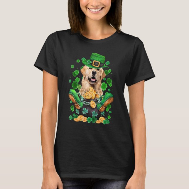 Funny St Patricks Day {a] Dog Shamrock Leprechaun  T-Shirt (Front)