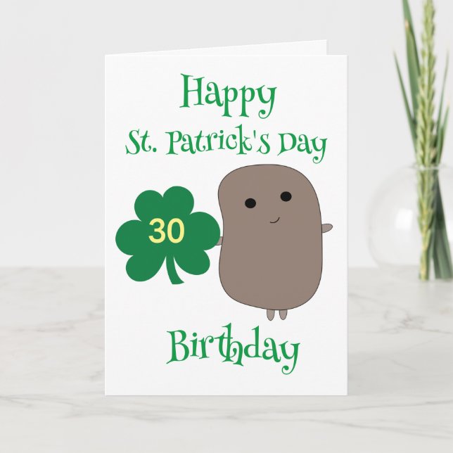 Funny St. Patrick's Day Birthday Any Age Card (Front)