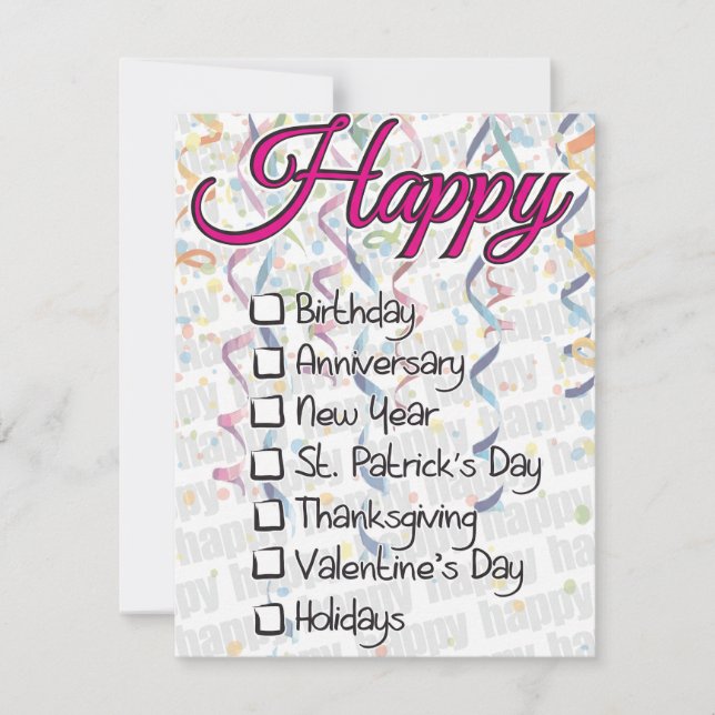 Funny St Patricks Day Checkbox Card (Front)