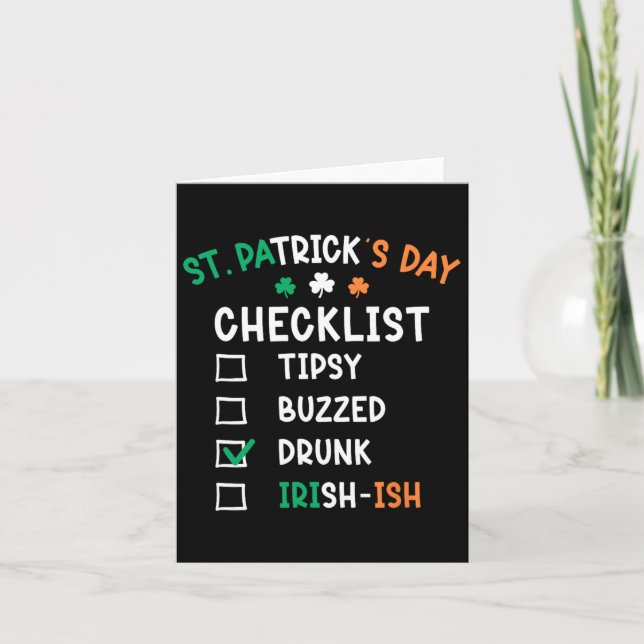 Funny St Patricks Day Checklist 2  Card (Front)