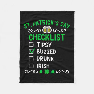 Funny St Patricks Day Checklist 4 Fleece Blanket