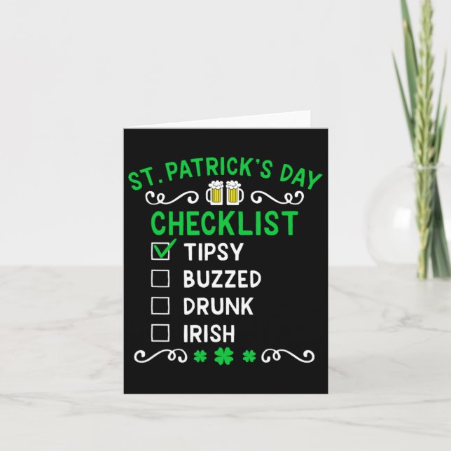Funny St Patricks Day Checklist  Card (Front)