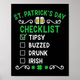 Funny St Patricks Day Checklist  Poster