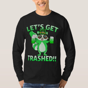 Funny St Patrick's Day Cute Racoon Let's Get Tras T-Shirt