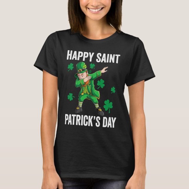 Funny St Patrick's Day Dabbing Leprechaun Apparel  T-Shirt (Front)