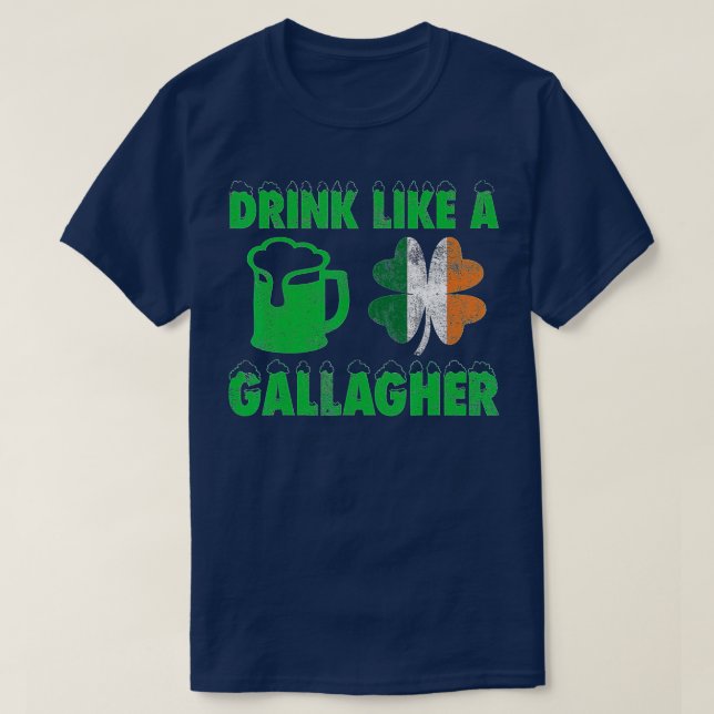 Funny St Patricks Day Drinking Distressed Gift T-Shirt (Design Front)
