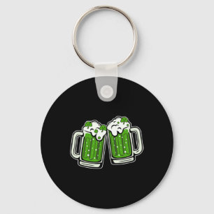 Funny St Patricks Day Drinking Irish Shamrock Gree Key Ring
