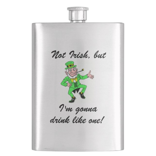 Funny St. Patrick's Day Drinking Leprechaun Hip Flask (Front)