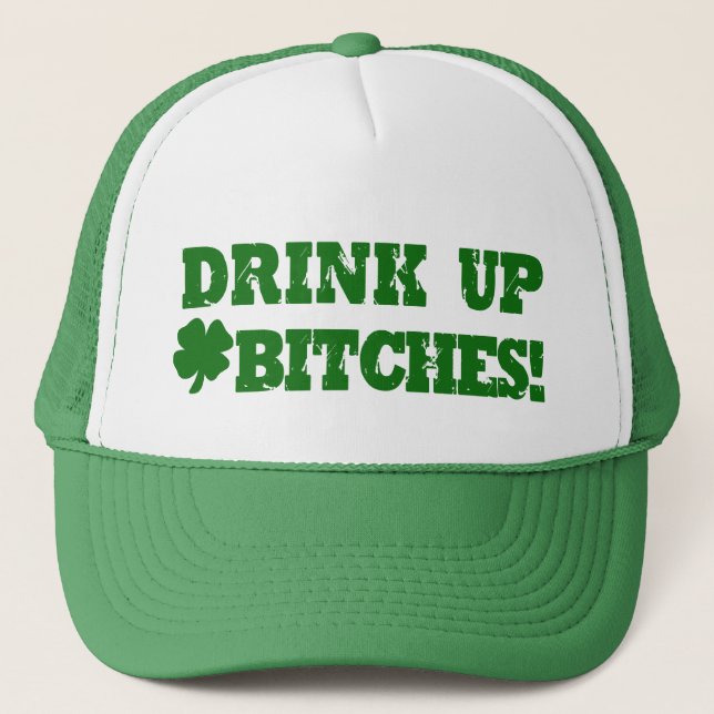 Funny St Patricks Day Drinking Trucker Hat (Front)