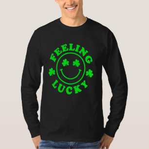 Funny St Patricks Day Feeling Lucky Shamrock Smili T-Shirt