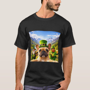 Funny st patricks day french bulldog selfie with T-Shirt