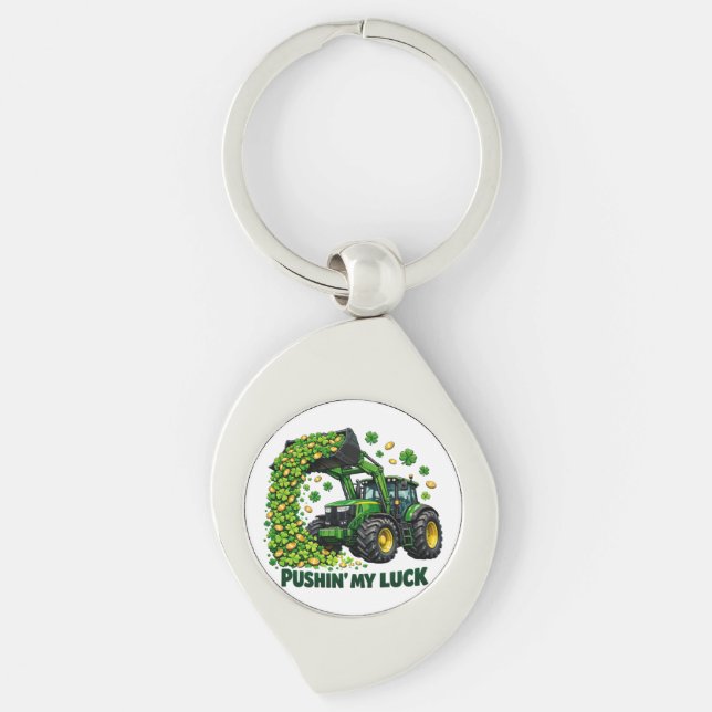 Funny St. Patrick's Day funny Tractor Key Ring (Front)