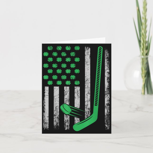 Funny St Patricks Day Gif Irish American Hockey Fl Card (Front)