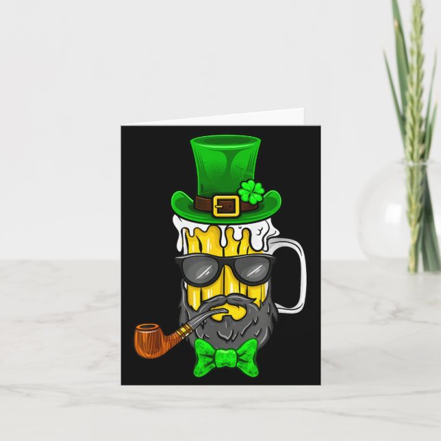 Funny St Patricks Day Gift Leprechaun Beer Beard G Card (Front)