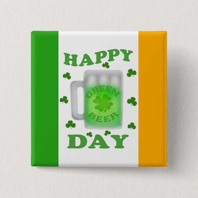 Funny St. Patrick's Day Green Beer Button (Front)