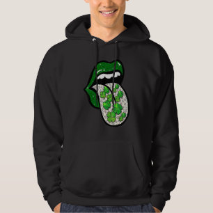 Funny St Patrick's Day Green Lips Shamrock Hoodie