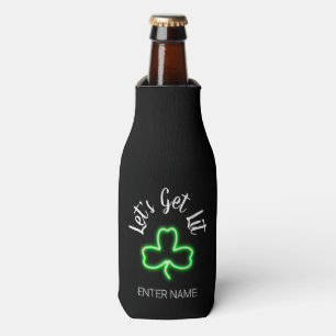 Funny St Patricks Day Green Shamrock Personalised Bottle Cooler