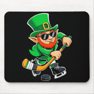 Funny st patricks day hockey player leprechaun men mouse mat