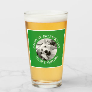 Funny St. Patrick's Day Irish and Smiling Dog Glass