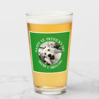 Funny St. Patrick's Day Irish and Smiling Dog Glass