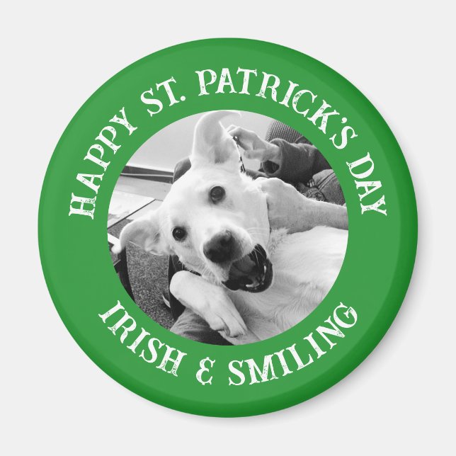 Funny St. Patrick's Day Irish and Smiling Dog Magnet (Front)