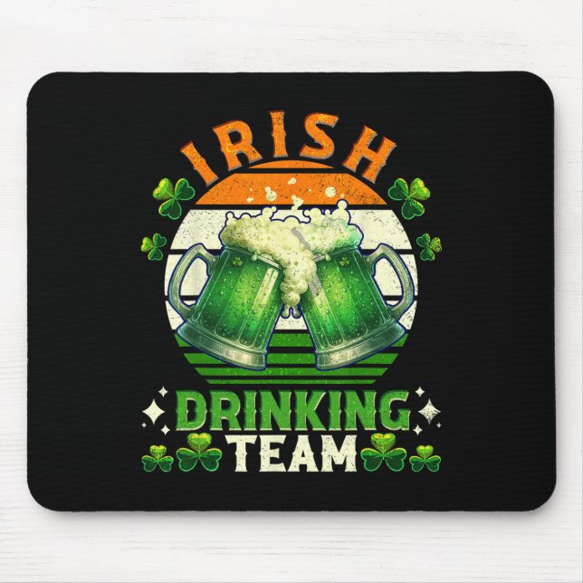 Funny St Patricks Day Irish Beer Drinking Team Ire Mouse Mat (Front)