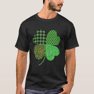 Funny St Patrick's Day Irish Leopard Green Plaid T-Shirt