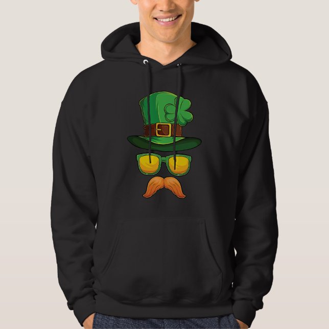 Funny St Patrick's Day Irish Leprechaun Men Boys Hoodie (Front)