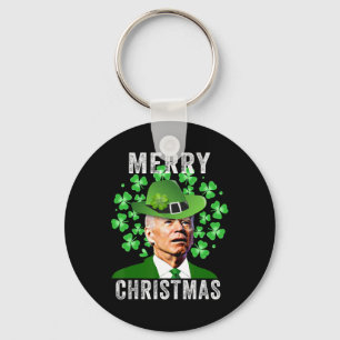 Funny St. Patricks Day Joe Biden Confused Merry Ch Key Ring