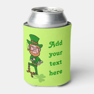 Funny St Patrick's Day Leprechaun Add Your Text Can Cooler