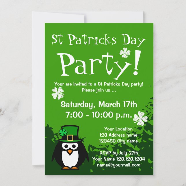 Funny St Patricks Day party invitations | Custom (Front)