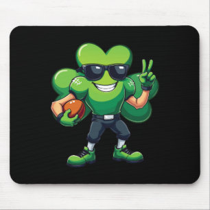 Funny St Patrick's Day Shamrock Playing Soccer Gif Mouse Mat