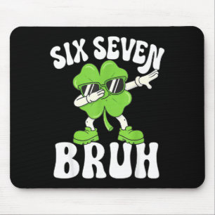 Funny st patricks day six seven bruh shamrock 67 mouse mat