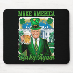 Funny St Patricks Day Trump White House Irish Beer Mouse Mat