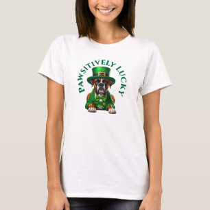 Funny St Patrick's Dog Pawsitively Lucky T-Shirt